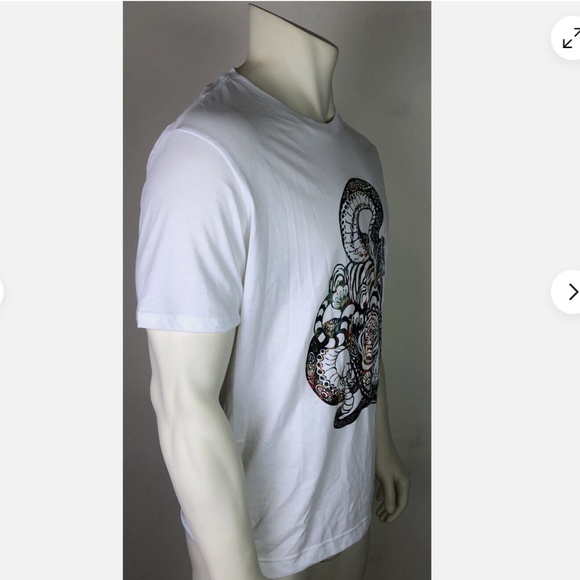 Robert Graham Cobra Tiger Graphic Print T Shirt Crew Neck White Mens - Picture 2 of 3